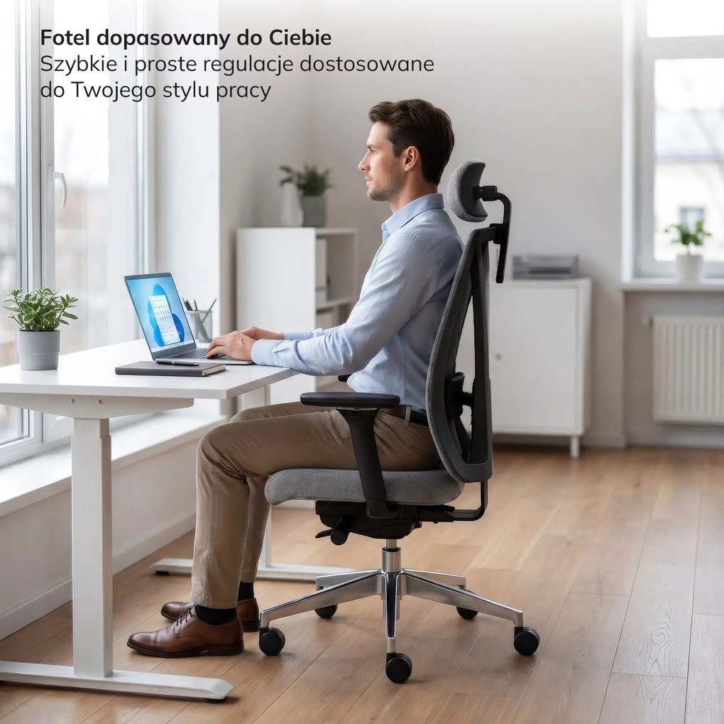 Fotel biurowy ergonomiczny szary VECTOR