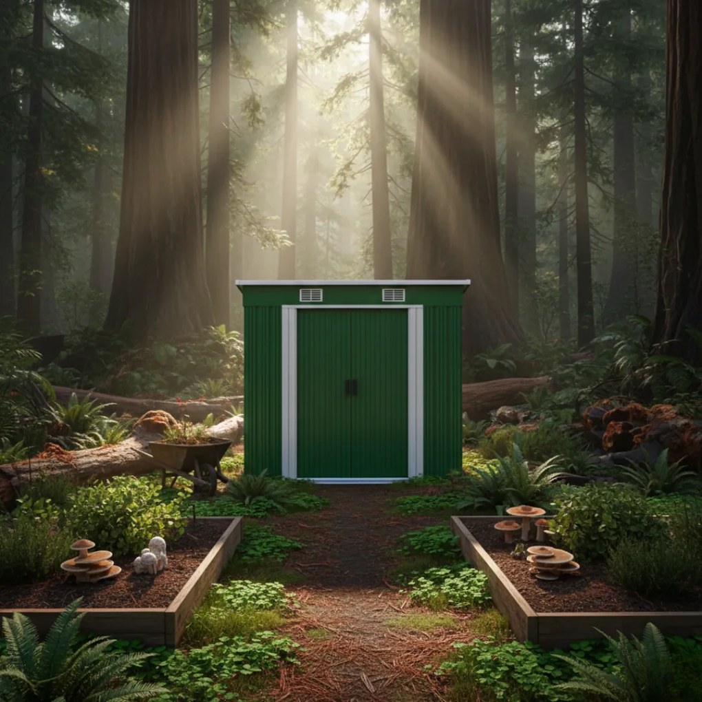 Domek narzędziowy L do ogrodu zielony Gardebruk