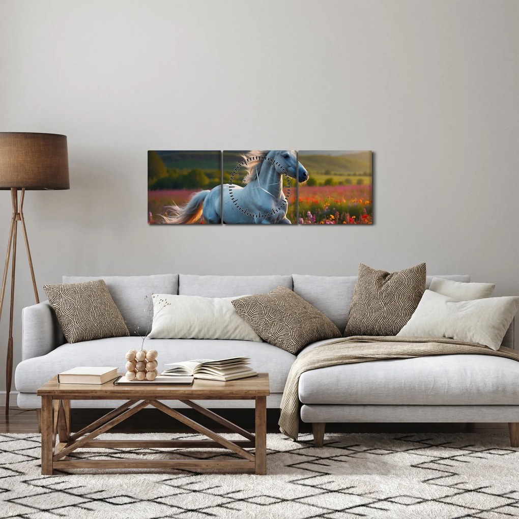 Obraz - Jednorożec (z zegarem) (90x30 cm)