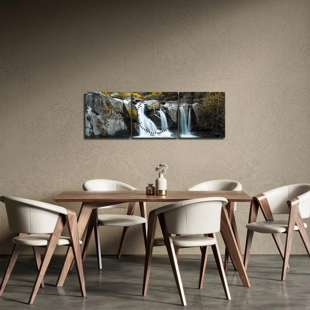 Obraz - Wodospady, Lushan, Chiny (z zegarem) (90x30 cm)