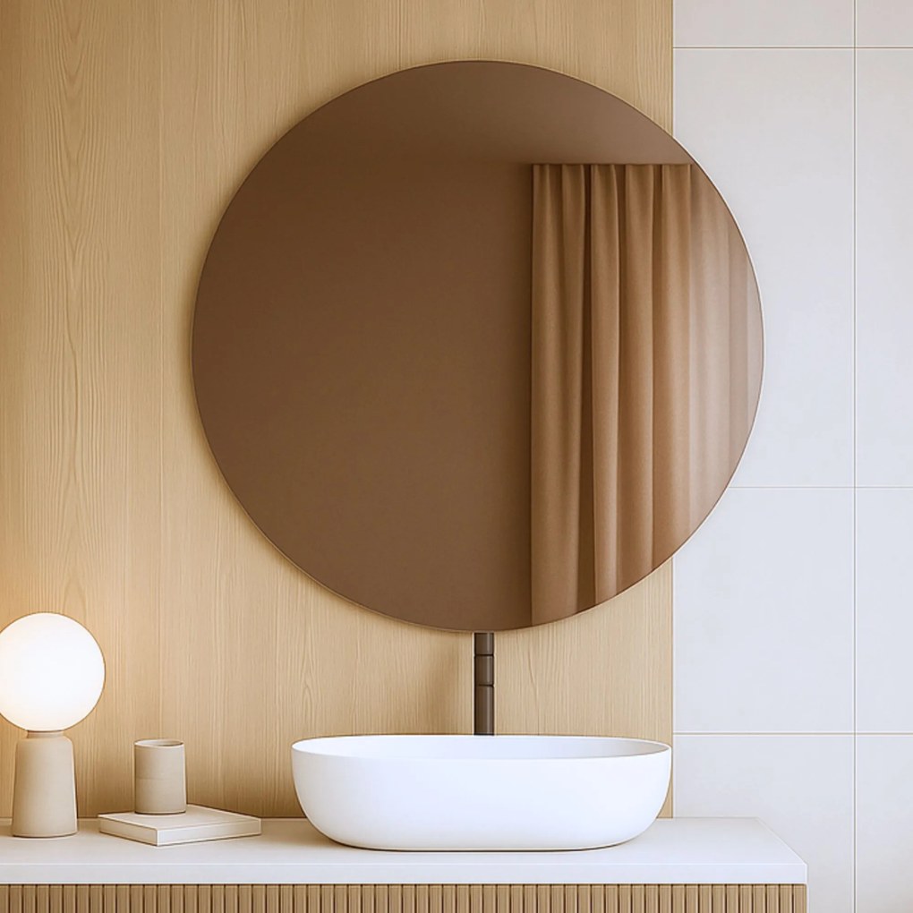 Lustro okrągłe wiszące bezramowe oszlifowane bez oświetlenia MOON | Różne rozmiary | Różne kolory szkła : Kolor - Brąz, Średnica - 160 cm