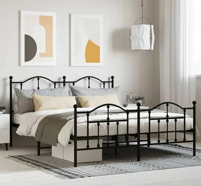 Czarne metalowe łóżko małżeńskie 180x200cm - Azos