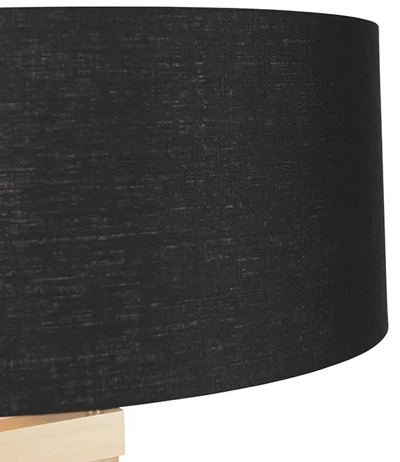 Nowoczesna lampa podłogowa z drewna z czarnym kloszem 45 cm - Puros Nowoczesny Oswietlenie wewnetrzne