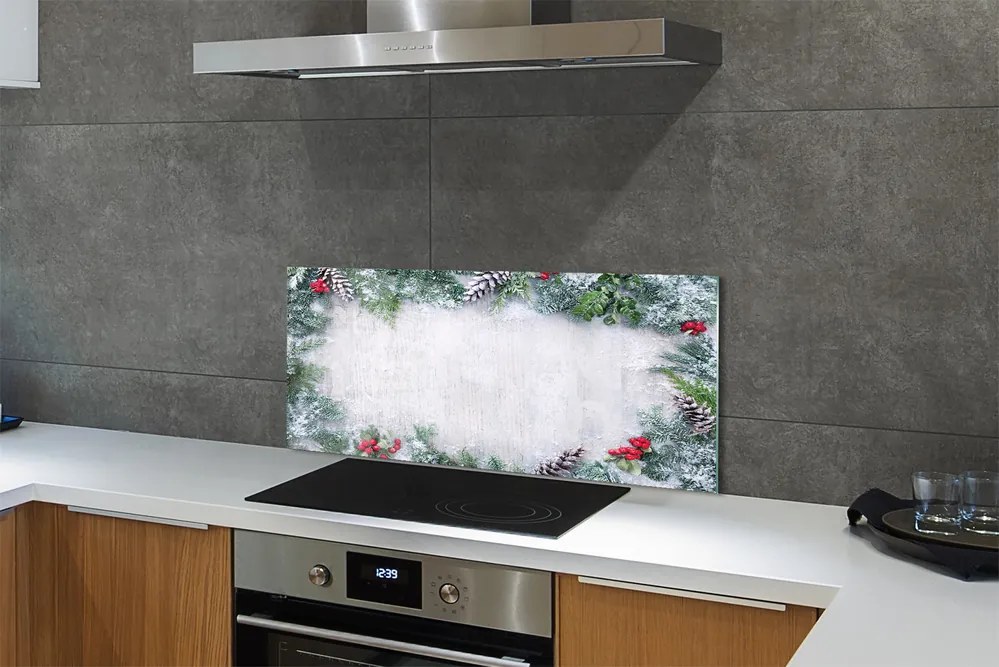 Szklany Panel Szyszki w Zimowym Śniegu