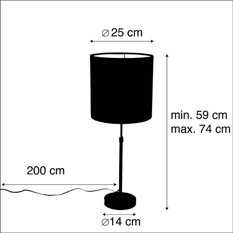 Lampa stołowa czarna z różowym aksamitnym abażurem ze złotem 25 cm - Parte klasyczny/Antyczny Oswietlenie wewnetrzne