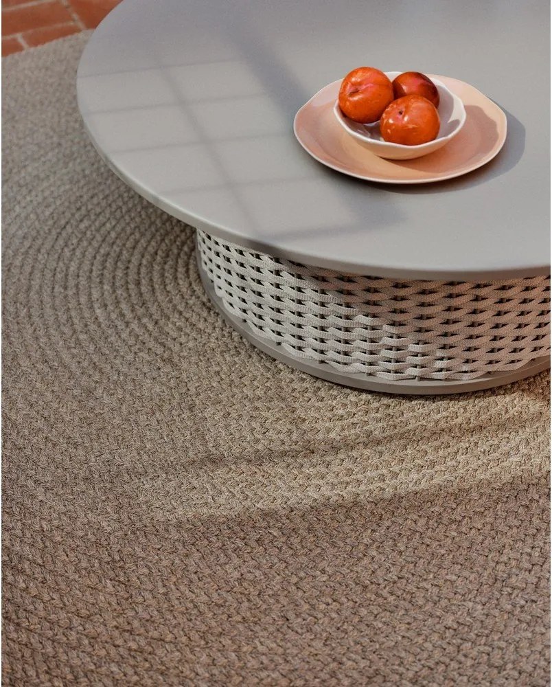 Beżowy okrągły dywan odpowiedni na zewnątrz z włókien z recyklingu ø 150 cm Despas – Kave Home