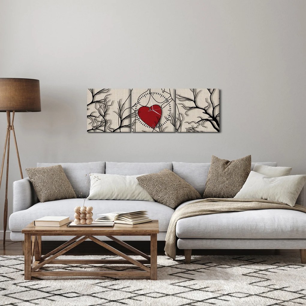 Obraz - Zakochana para (z zegarem) (90x30 cm)