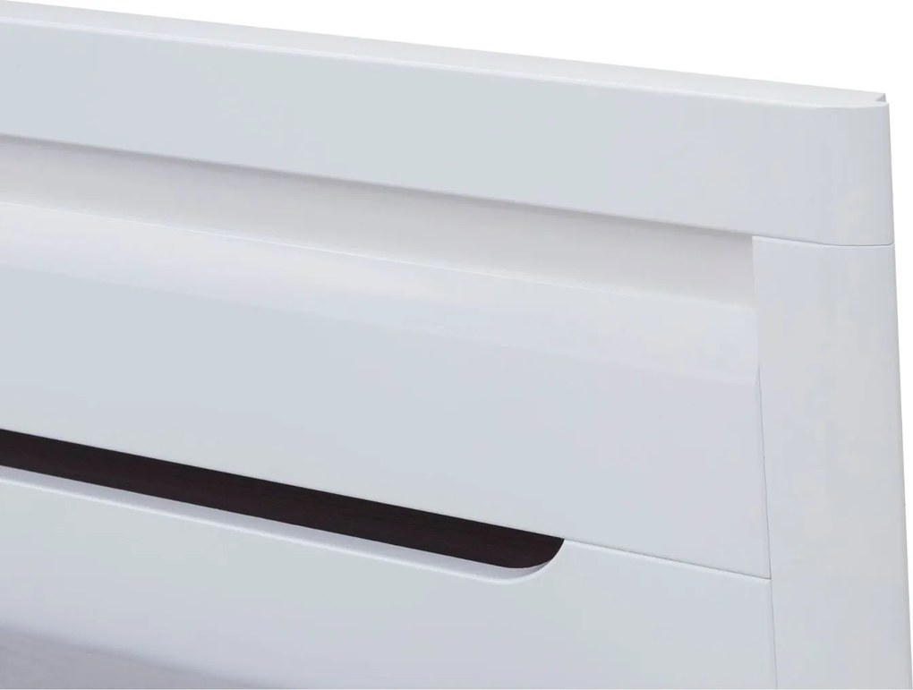 Łóżko Drewniane Dwuosobowe 160x200 cm z Pojemnikiem IVORY Białe Nowoczesne