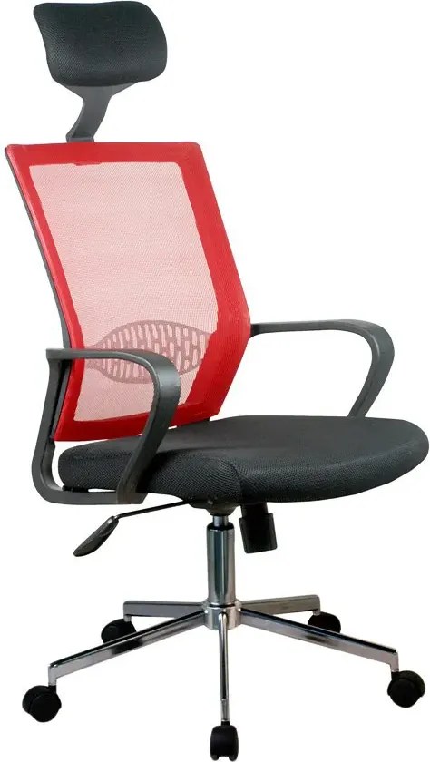 Czerwony fotel ergonomiczny z zagłówkiem do biurka E8-Z87