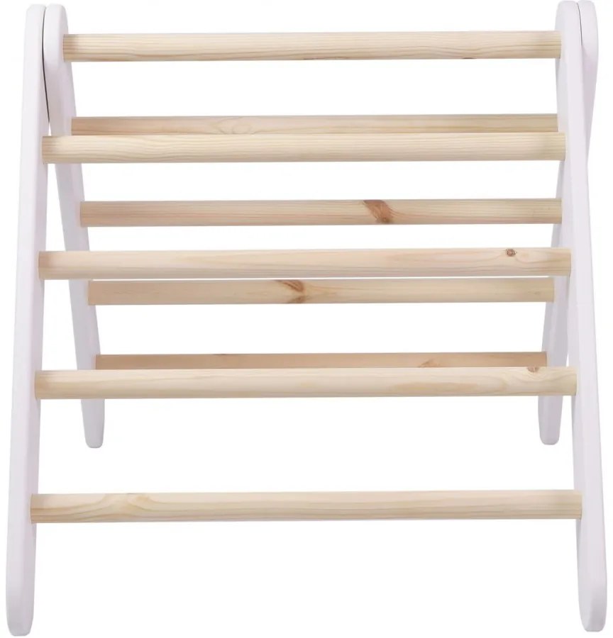 Domek z drabinką dla dzieci 60x61 cm składaną do pokoju. drewno, len, wiskoza, różowy domek, biała drabinka. - meowbaby®