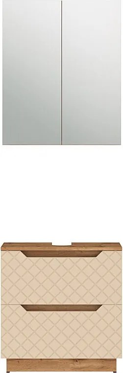 Zestaw mebli łazienkowych dąb/szary ze strukturą płytek 59.8x32x62.5 lotta