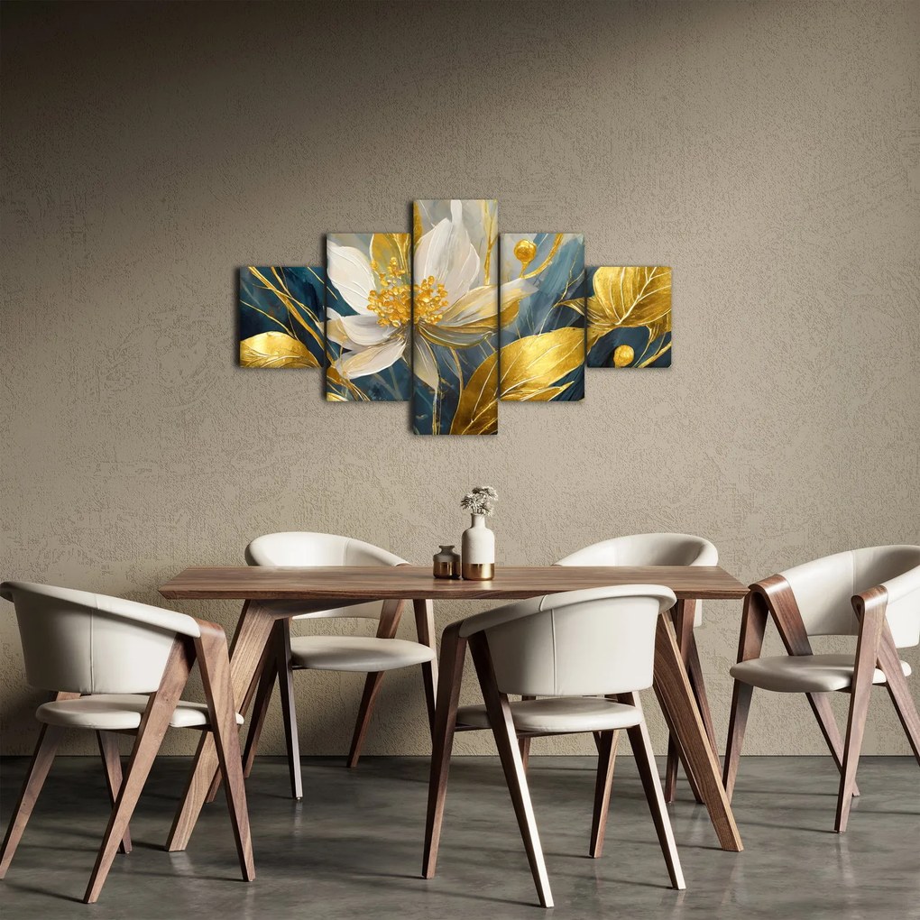 Obraz - Malowanie złotych kwiatów (125x70 cm)