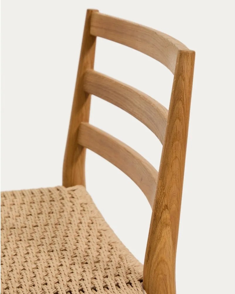 Hoker z litego drewna dębowego w naturalnym kolorze (wysokość siedziska 65 cm) Analy – Kave Home