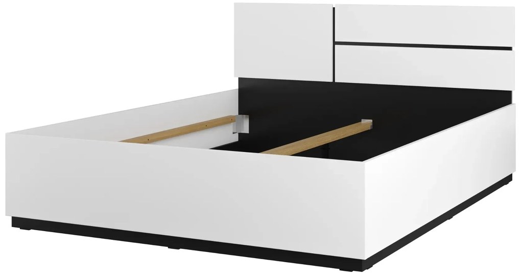 Łóżko CROSS 160x200 białe/czarne z pojemnikiem HELVETIA
