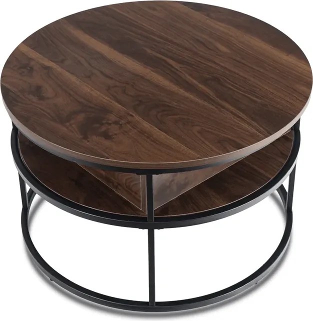 Stolik Kawowy ASTUR 80 cm z Podnoszonym Blatem Orzech/Czarny Loft
