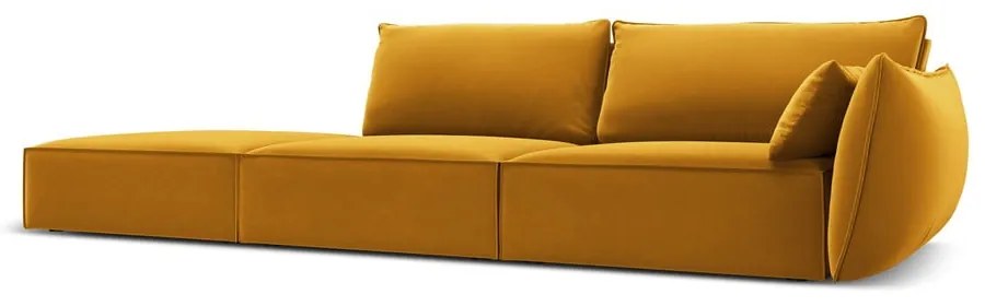 Musztardowa aksamitna sofa prawostronna 264 cm Vanda – Mazzini Sofas