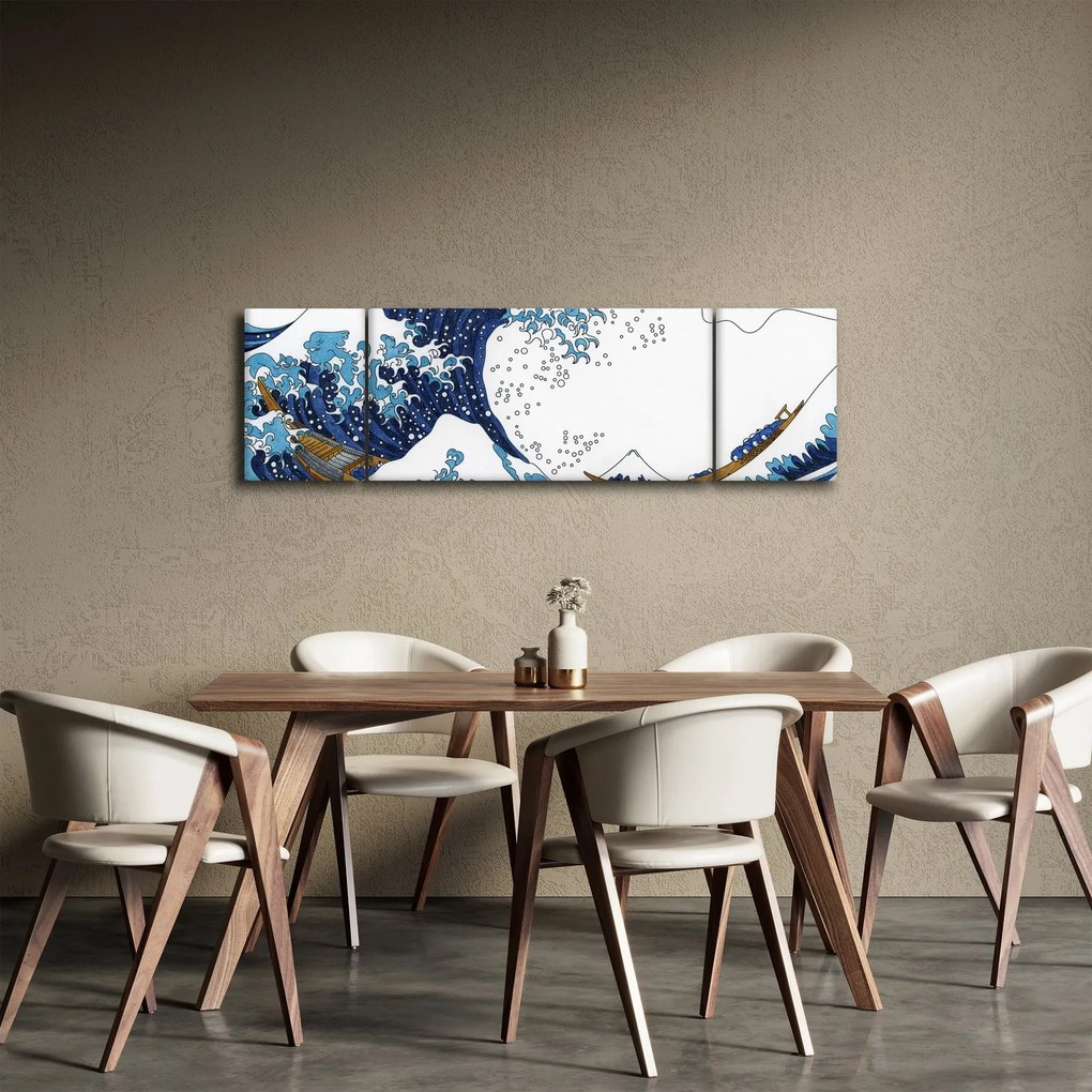 Obraz - Japoński rysunek, fale (170x50 cm)