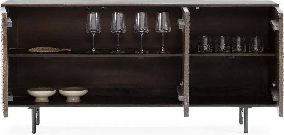 Ciemnobrązowa komoda z litego drewna mango 160x75x40 cm Kalai – MOME