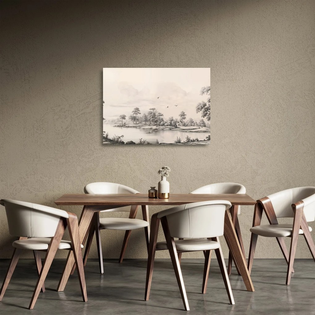 Obraz na szkle - Rysunek krajobrazu w stylu vintage (70x50 cm)