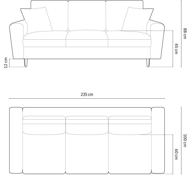 Niebieska aksamitna rozkładana/ze schowkiem sofa 235 cm Kyoto – Cosmopolitan Design