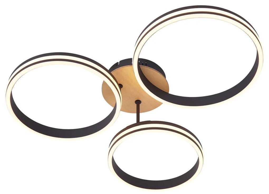 Lampa sufitowa drewniana z LED, 3-stopniowa regulacja ściemniania, 3-źródła światła - Navara Nowoczesny Oswietlenie wewnetrzne