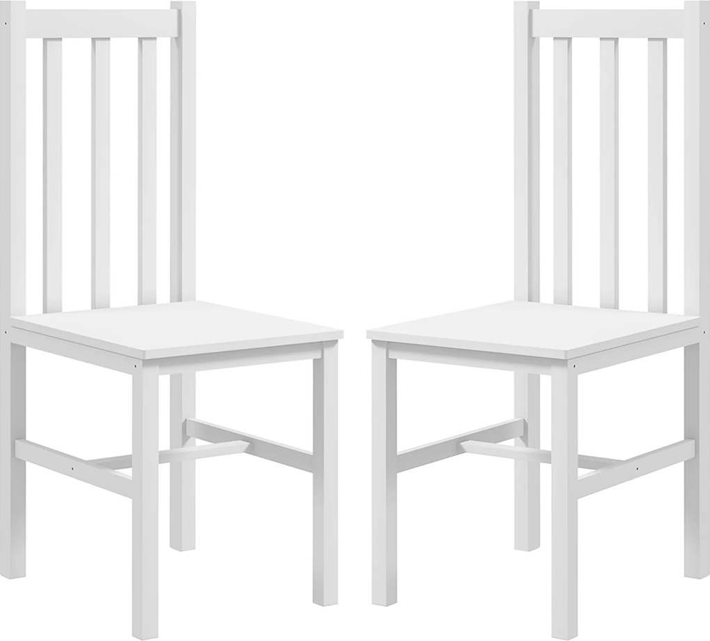 HOMCOM Zestaw 2 krzeseł kuchennych drewnianych sosnowych białych do jadalni 38x47x99 cm | Aosom PL
