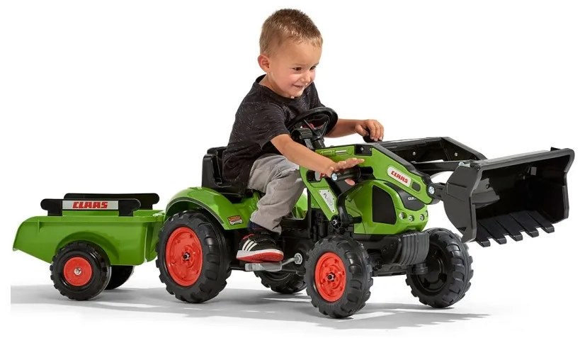 Falk traktor claas z przyczepą i łyżką na pedały