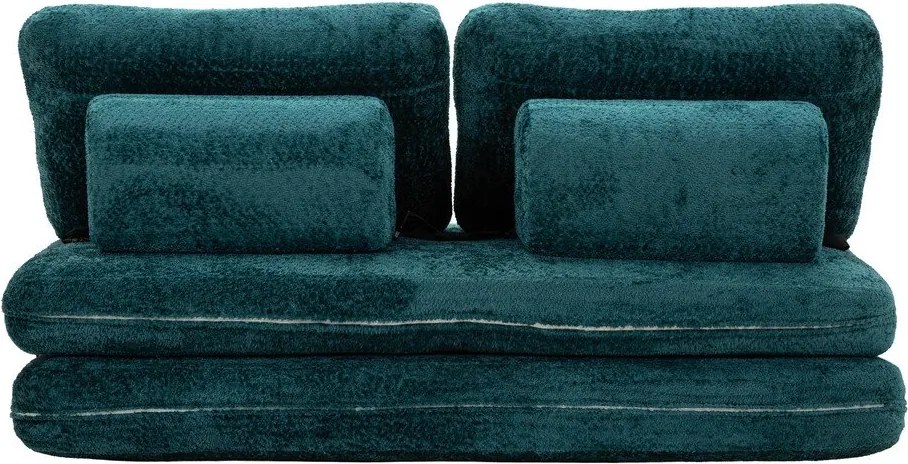 Zielononiebieska rozkładana sofa z materiału bouclé 150 cm Faster – Mauro Ferretti