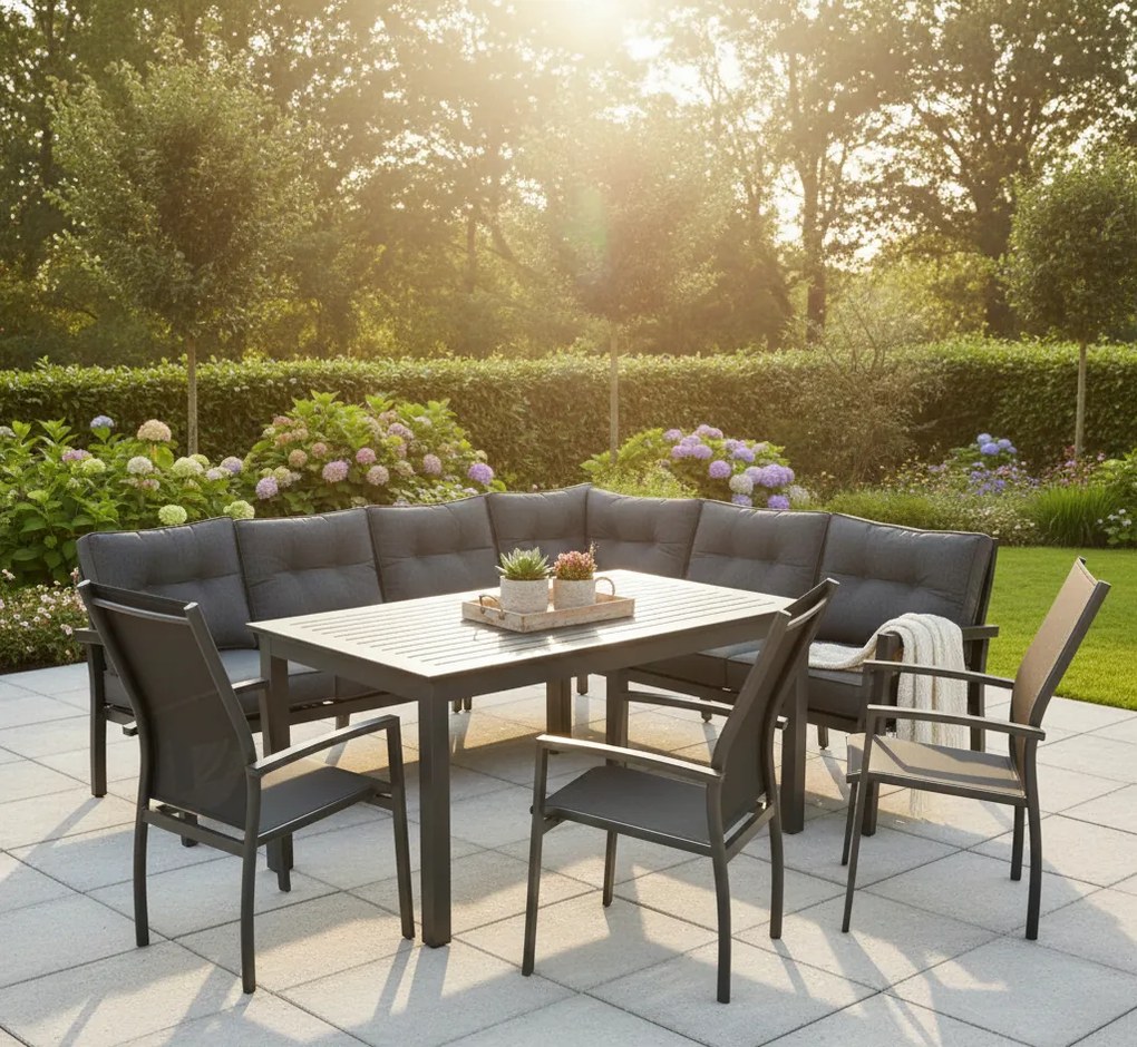 Doppler Picaso Expert antracyt - ogrodowy/gastro aluminiowy zestaw 2+1