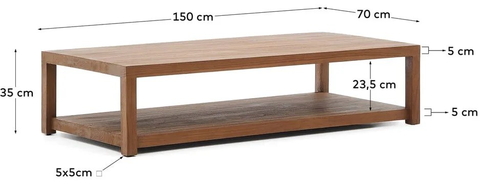 Stolik z litego drewna tekowego 70x150 cm Sashi – Kave Home