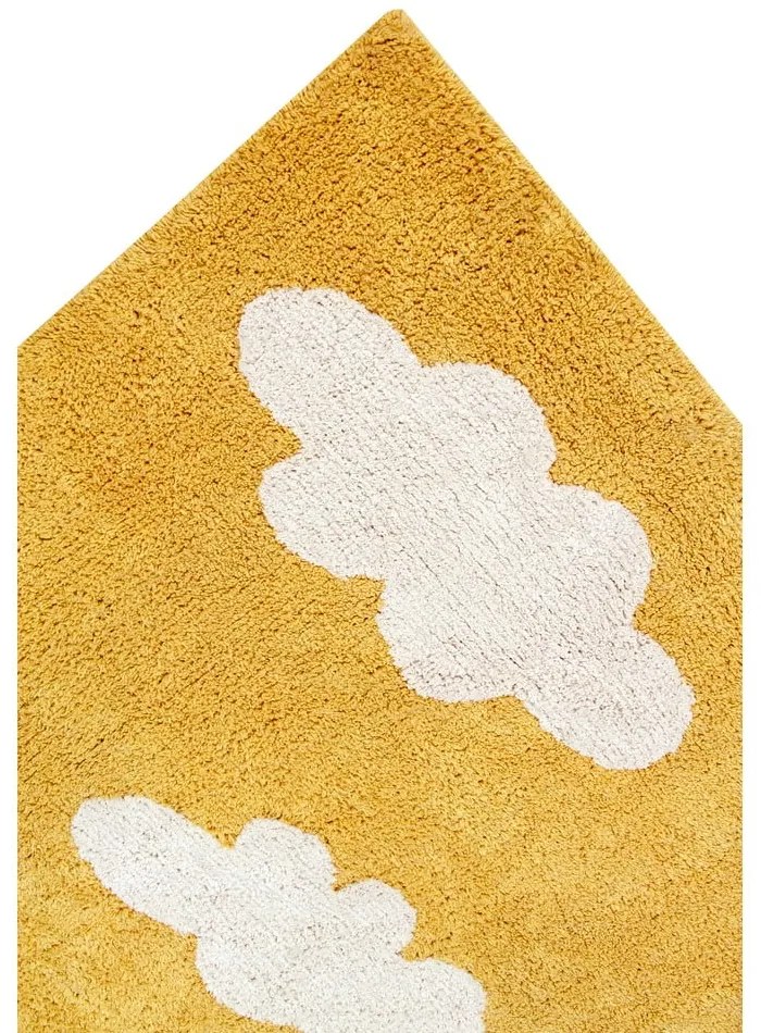 Musztardowy bawełniany dywan dziecięcy tkany ręcznie odpowiedni do prania 120x160 cm Clouds Mustard – Lorena Canals