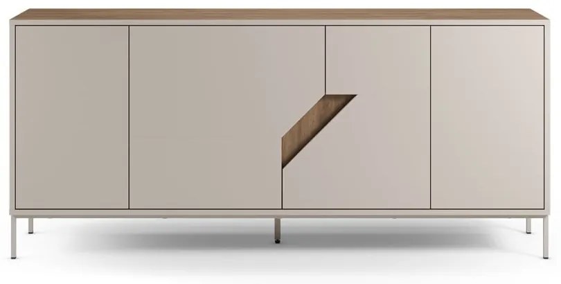 Kremowo-naturalna komoda w dekorze dębu 180x80x40 cm Lilou – Marckeric