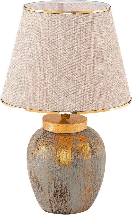 Kremowa/w kolorze złota lampa stołowa z tekstylnym kloszem (wysokość 47 cm) Yakamoz – Opviq lights