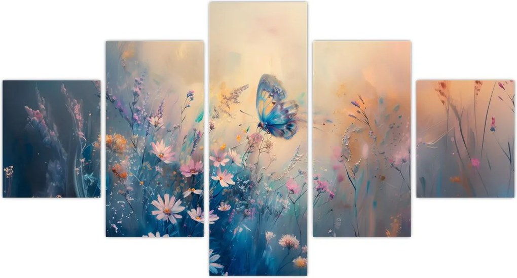 Obraz - Łąka z motylem (125x70 cm)