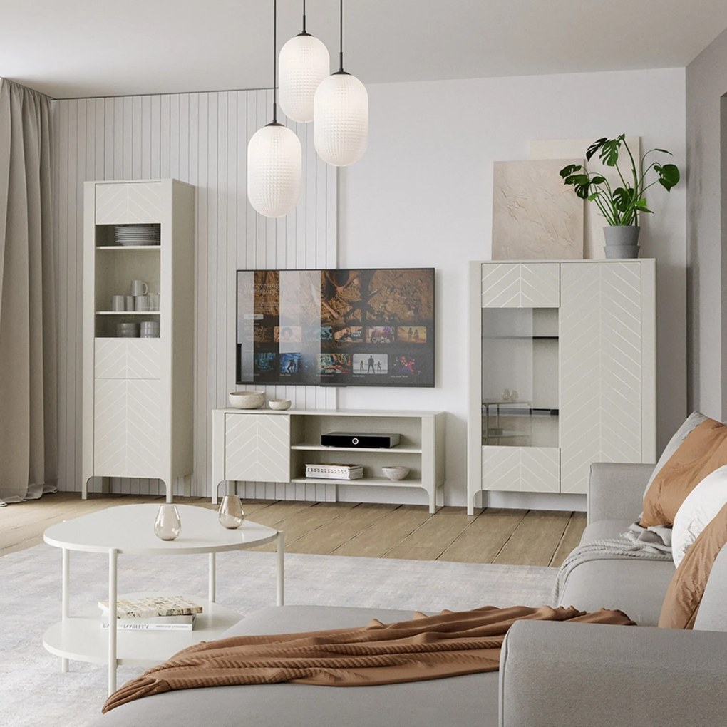 Szafka RTV stojąca ALICANTE 135 cm do Salonu pod Telewizor - Kaszmir
