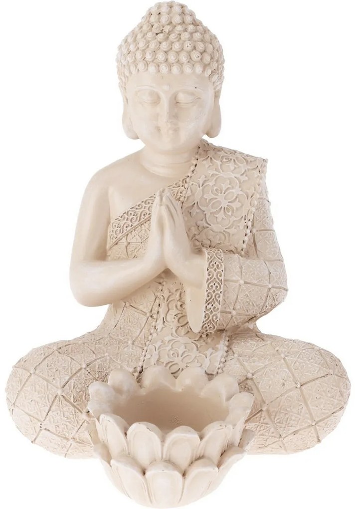 Ogród dekoracja Budda na świeczkę do herbaty, 14 x19 x 13 cm, kremowy