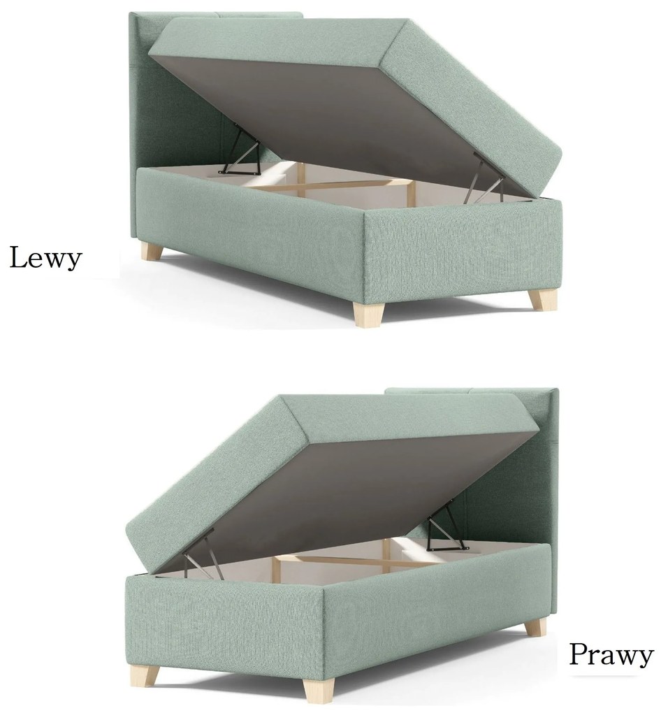 Nowoczesne jednoosobowe łóżko z wygodnym materacem - BRUNO 100 cm, czarne Cosmic 100, strona lewa