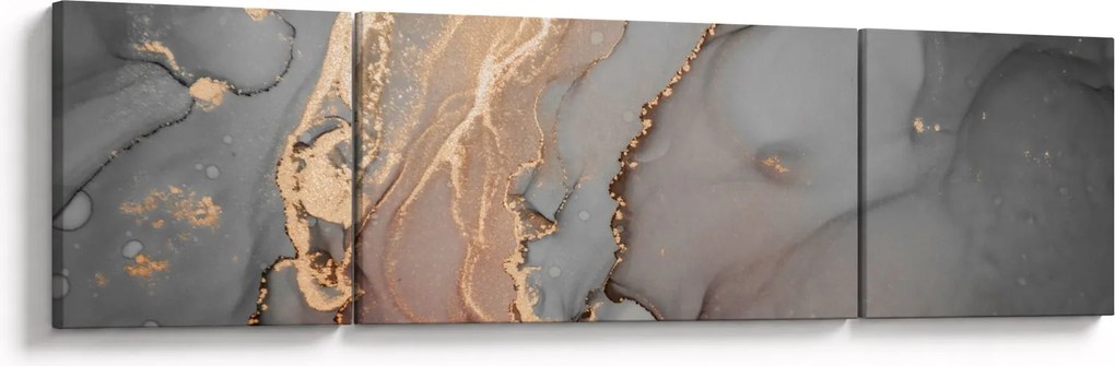 Obraz - Szaro - złoty marmur (170x50 cm)