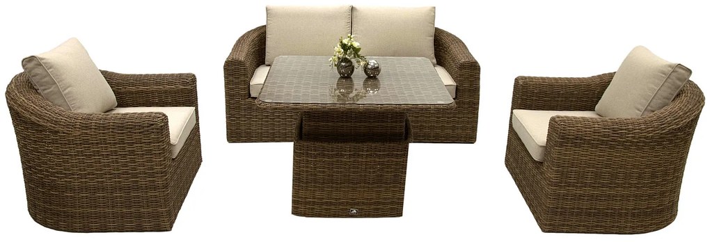 Rattanowy zestaw modułowy BORNEO LUXURY dla 4 osób (brązowy)