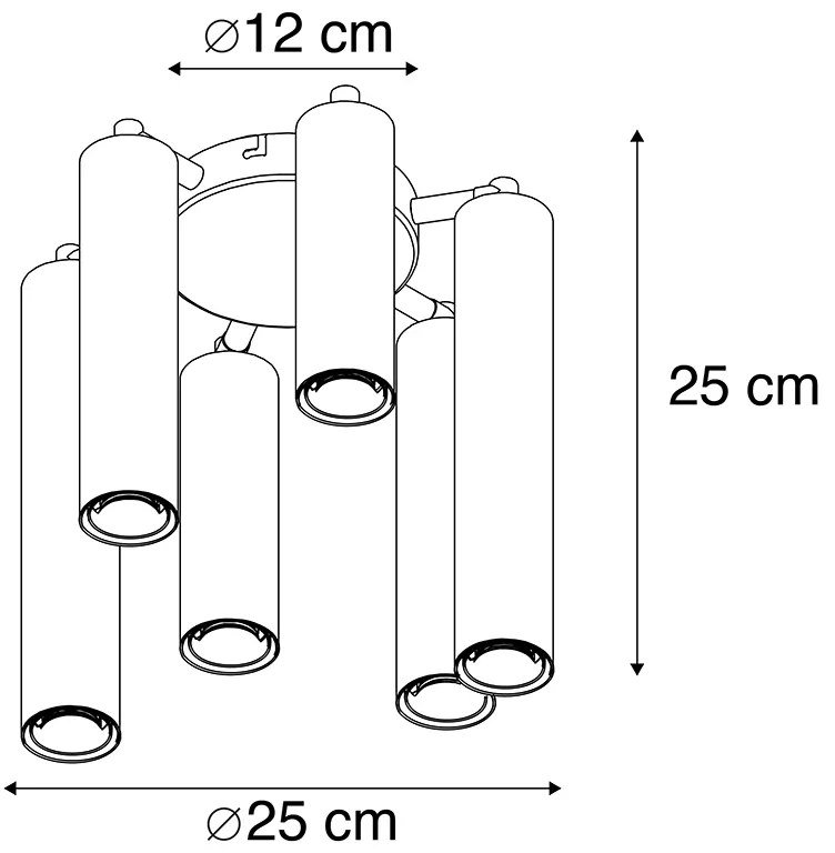 Lampa sufitowa w stylu art deco złota 6-światłowa - Tubi