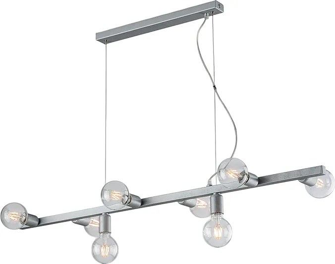 Lampa wisząca Fabian z żelaza lakierowanego na biało i srebrno, 8 świateł, dł. 121 x 16 cali, BL293-8-ARG