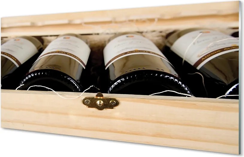 Panel szklany do Kuchni Butelki Wina w Skrzynce