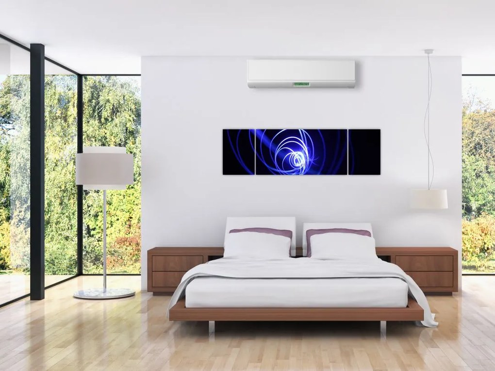 Obraz niebieskich spiral (170x50 cm)