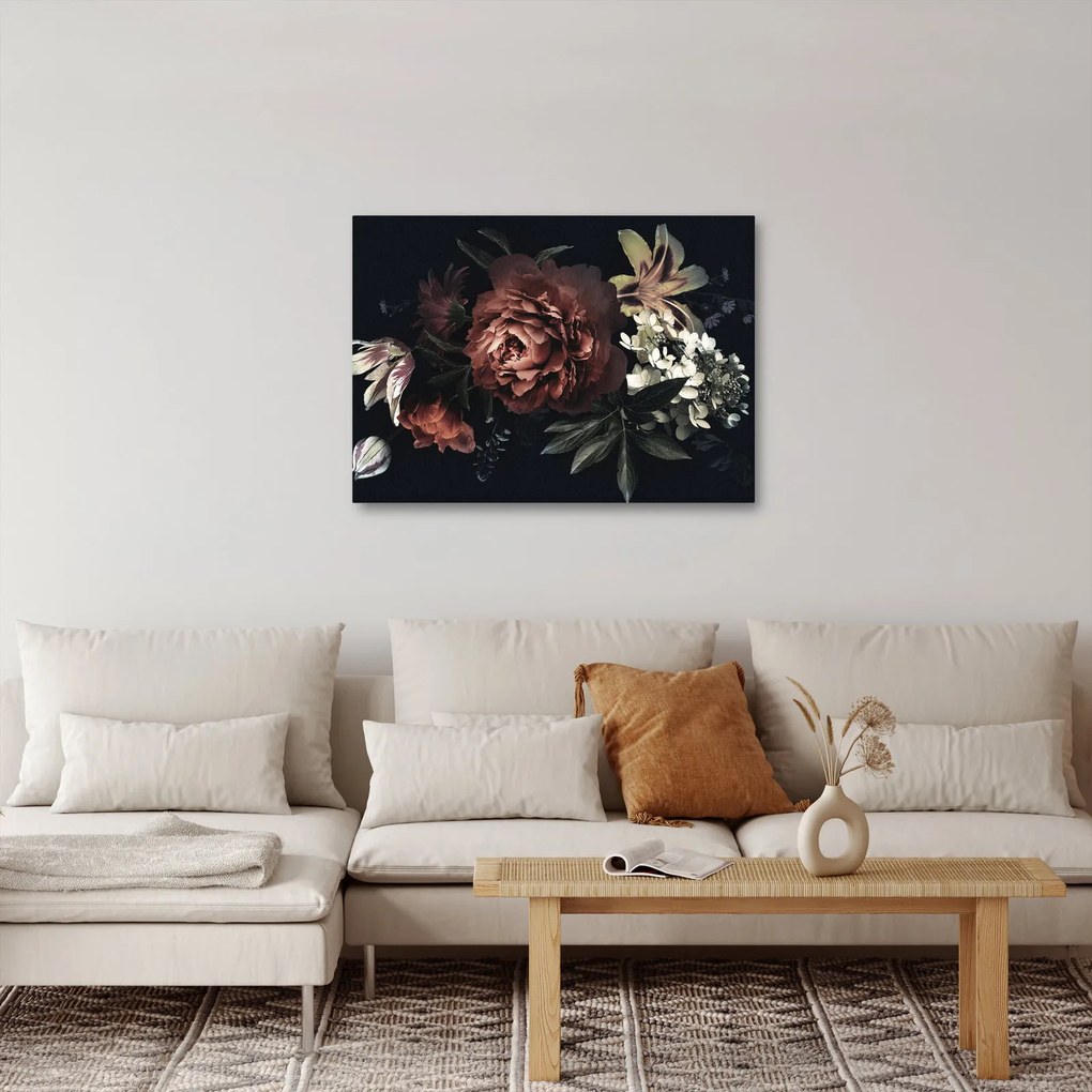 Obraz - Ciemne kwiaty (70x50 cm)