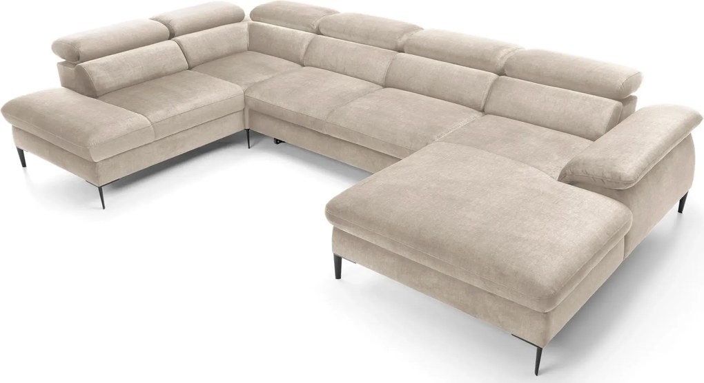 Kremowa kanapa narożna w kształcie litery u C6-S18