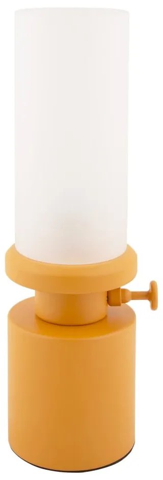 Lampa stołowa LED w kolorze ochry ze ściemniaczem i metalowo-szklanym kloszem (wysokość 29,5 cm) Camp – Leitmotiv