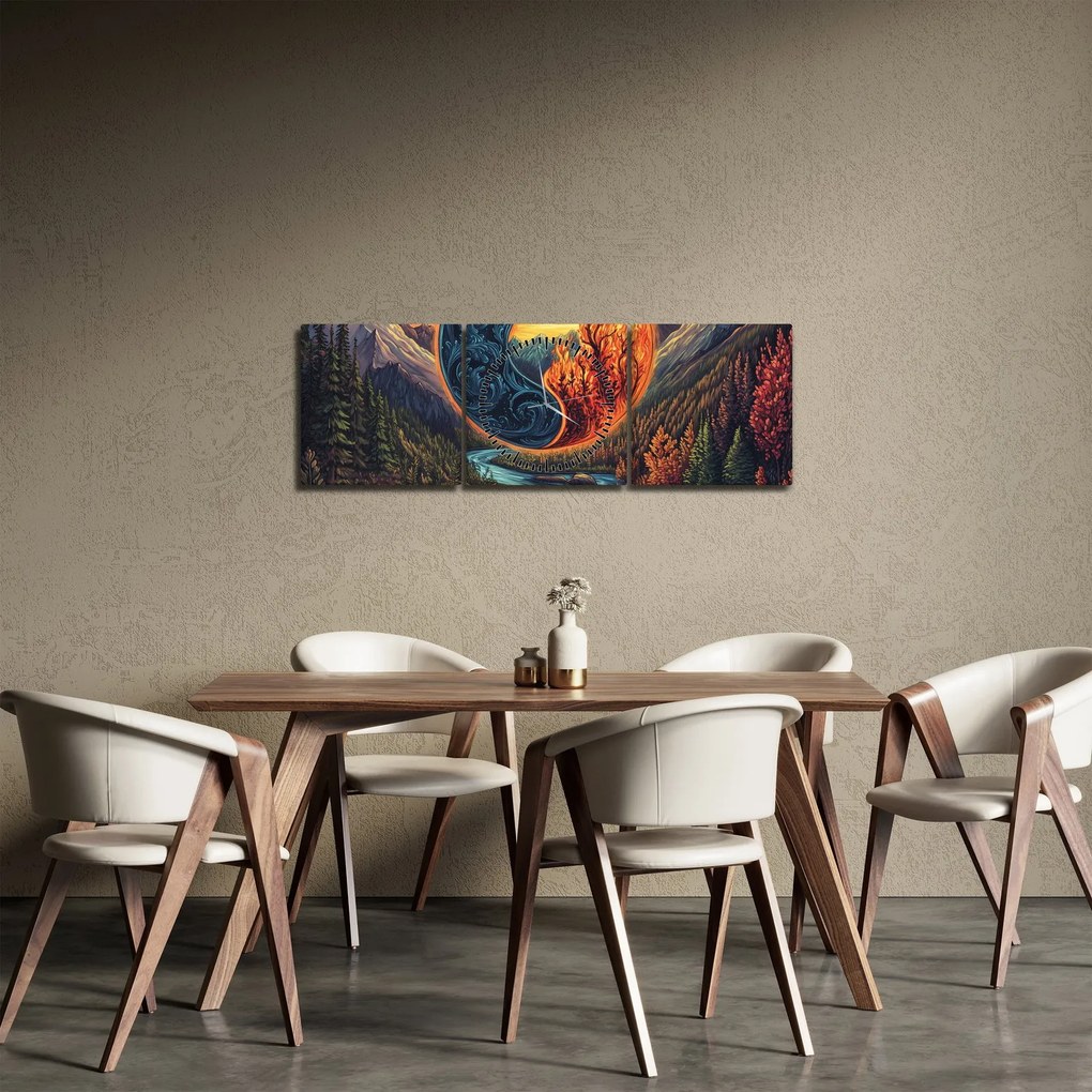 Obraz - Żywioły (z zegarem) (90x30 cm)