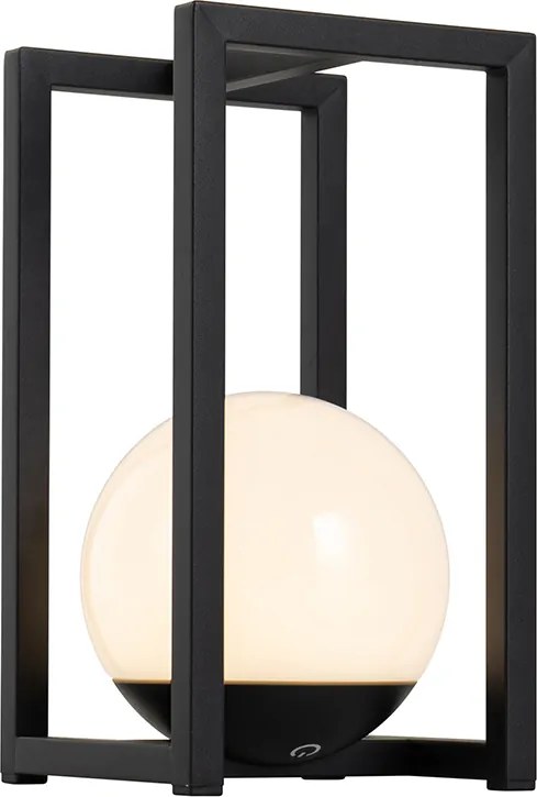 Zestaw 2 lamp stołowych zewnętrznych czarnych z dotykowym ładowaniem - Nowi