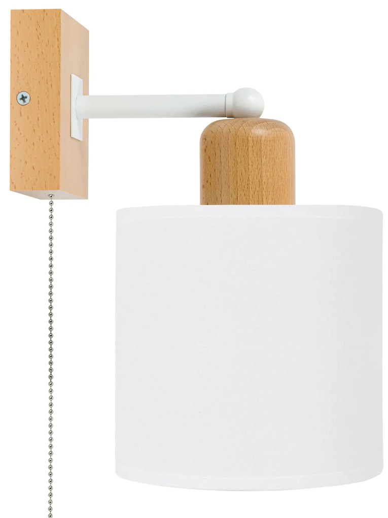 Biały kinkiet LED CL-SHWD-WE10x10BU-WE jednopunktowy z litego drewna z