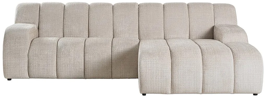 Kanapa narożna prawostronna z beżowej tkaniny szenilowej BELADON